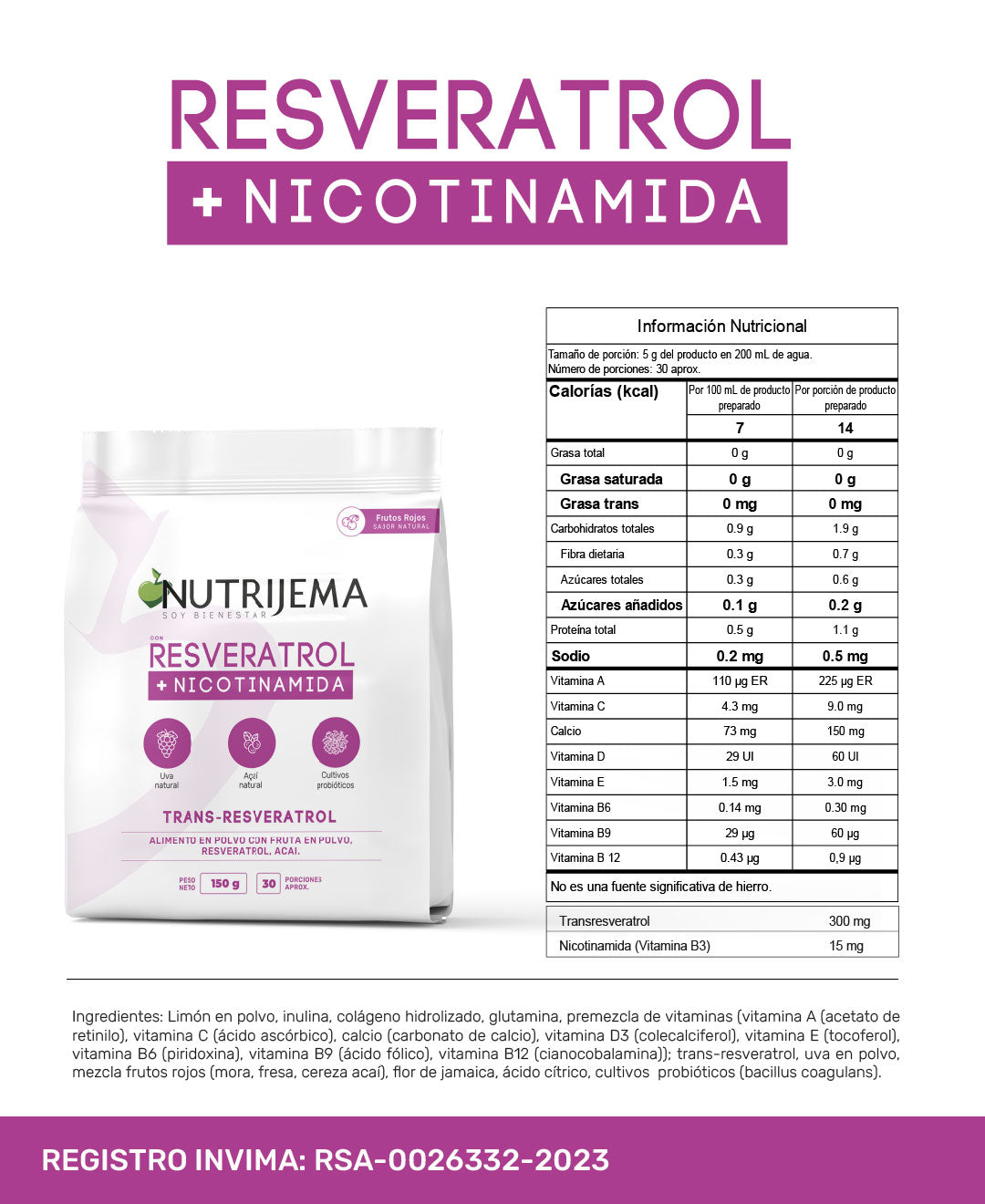 Resveratrol con Nicotinamida (NAD+)